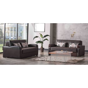 Casamode Ottomanson Sleep Plus Brown PU 2pc Living Room Set