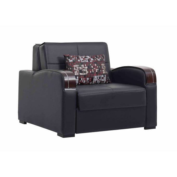 Casamode Ottomanson Sleep Plus Black PU Convertible Storage Armchair CMD-SLP-C-BLK-PU