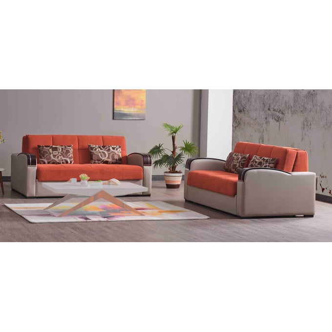 Casamode Ottomanson Sleep Plus Orange 2pc Living Room Set CMD-SLEEP-PLUS-LR-S7