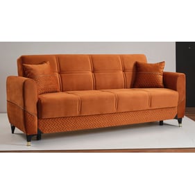 Casamode Ottomanson Samba Orange Convertible Sofabed with Storage