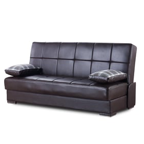 Casamode Ottomanson Soho Brown PU Convertible Sofabed with Storage