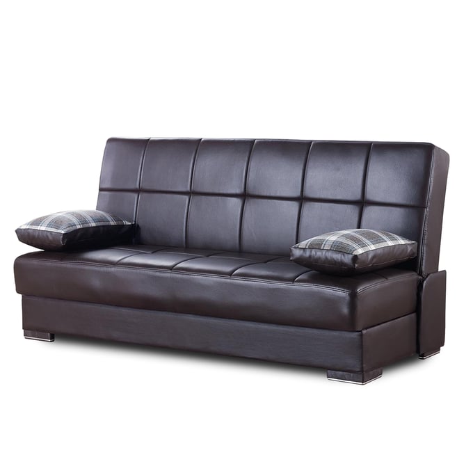 Casamode Ottomanson Soho Brown PU Convertible Sofabed with Storage CMD-SOHO-SB-BN-PU