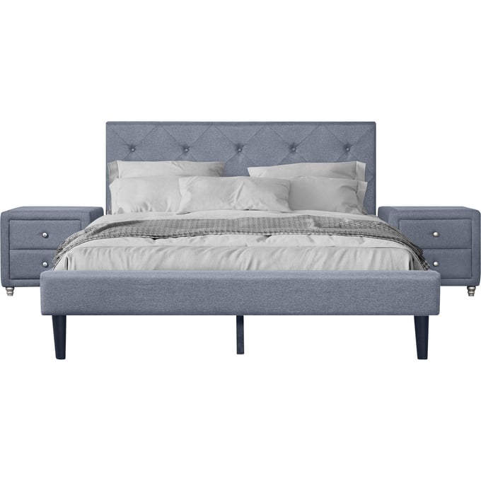 Camden Isle Monticello Grey 3pc Bedroom Set with Queen Platform Bed CMDN-242334