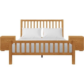 Camden Isle Hampton Oak 3pc Bedroom Set With Queen Platform Bed