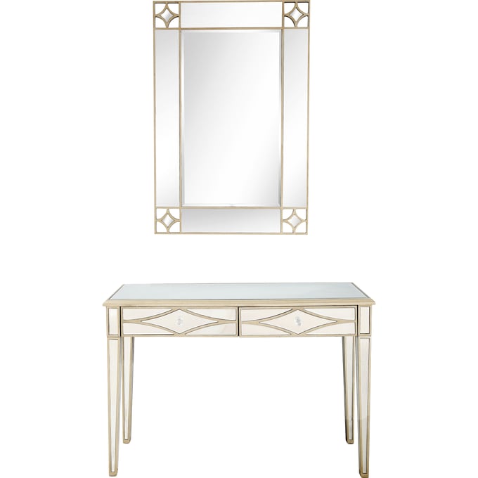 Camden Isle Huxley Champagne Wall Mirror and Console Table CMDN-86440