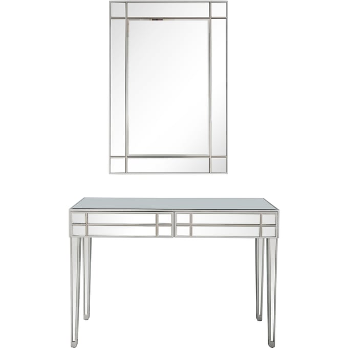 Camden Isle Vera Silver Wall Mirror and Console Table CMDN-86452