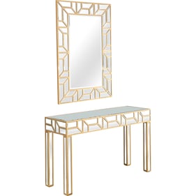 Camden Isle Cassandra Gold Wall Mirror and Console Table