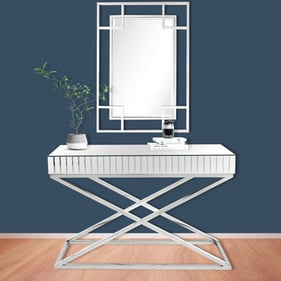 Camden Isle Kinney Silver Wall Mirror and Console Table