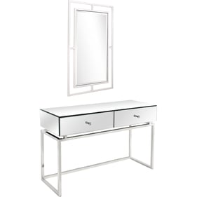 Camden Isle Addison Silver Wall Mirror and Console Table