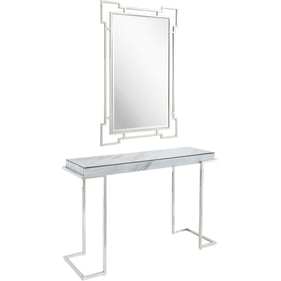 Camden Isle Aldon Silver Wall Mirror and Console Table