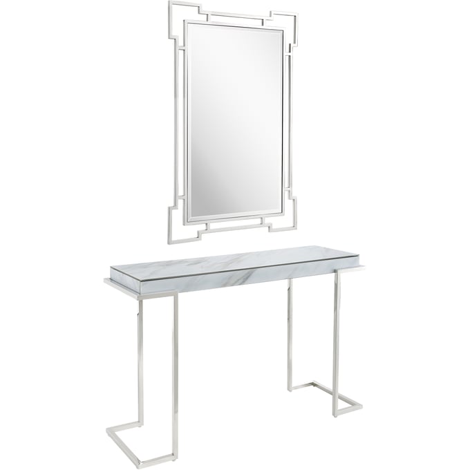 Camden Isle Aldon Silver Wall Mirror and Console Table CMDN-86546