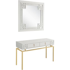 Camden Isle Dynasty White Wall Mirror and Console Table