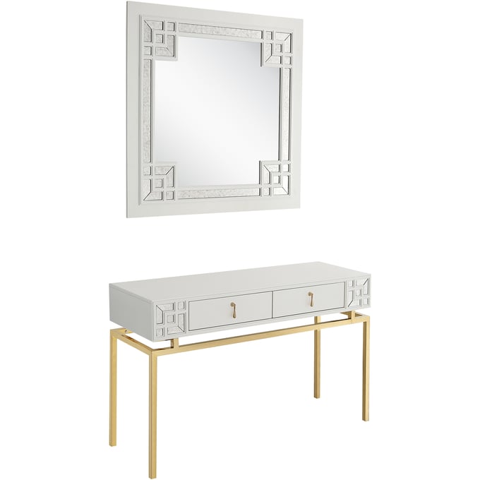 Camden Isle Dynasty White Wall Mirror and Console Table CMDN-86627