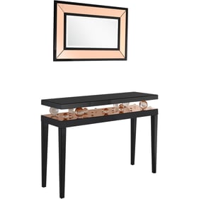 Camden Isle Gelenau Rose Gold Wall Mirror and Console Table