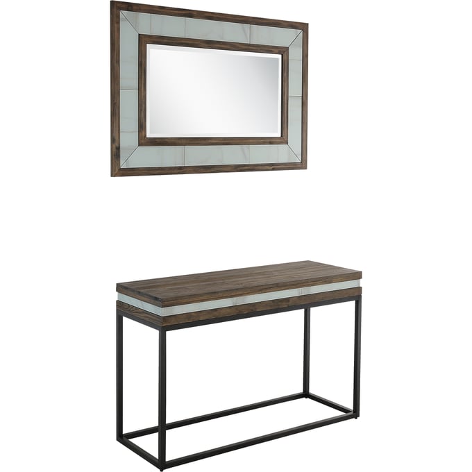 Camden Isle Bailey Brown Wall Mirror and Console Table CMDN-86639