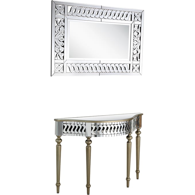 Camden Isle Atelier Champagne Wall Mirror and Console Table CMDN-86644