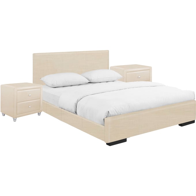 Camden Isle Hindes Beige 3pc Bedroom Set with Queen Upholstered Platform Bed CMDN-86953