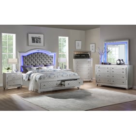 Cosmos Furniture Shiney Silver 5pc Bedroom Set With Queen Bed