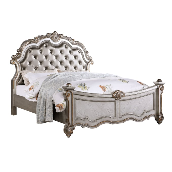 Cosmos Furniture Melrose Silver Queen Bed CMS-MELROSE-QUEEN