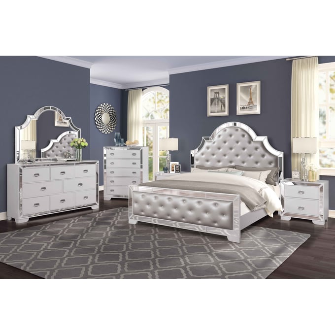 Cosmos Furniture Grand Gloria White 5pc Bedroom Set With Queen Bed CMS-GRANDGLORIA-QBED-S1