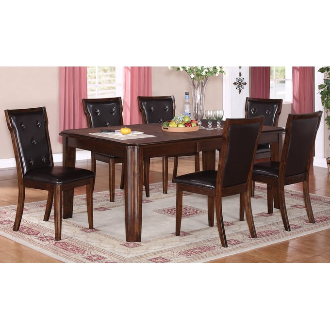 Cosmos Furniture Pam Espresso 7pc Dining Room Complete Set CMS-PAM-DR-S1