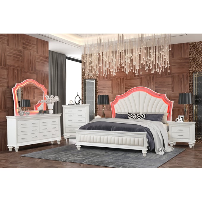 Cosmos Furniture Rosie White 5pc Bedroom Set With King Bed CMS-Rosie-BR-S2