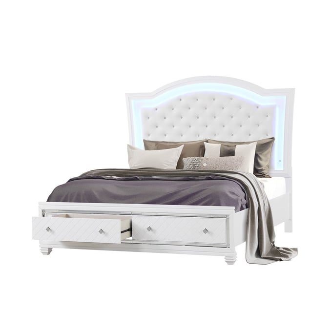 Cosmos Furniture Shiney White King Bed CMS-Shiney-White-King