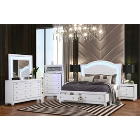 Cosmos Furniture Shiney White 5pc Bedroom Set With King Bed