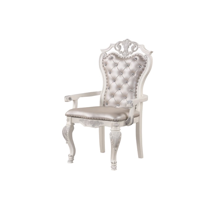 2 Cosmos Furniture Victoria Pearl White Arm Chairs CMS-Victoria-Arm-chair