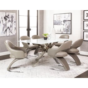 Cramco Aldo Mushroom 7pc Dining Room Set with Glass Top Table