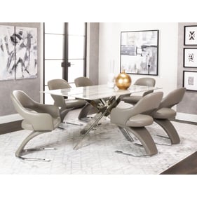 Cramco Aldo Mushroom 7pc Dining Room Set with Marble Top Table