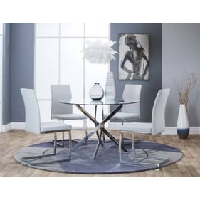 Cramco Bravo Sarah Gray Polyurethane Clear Glass 5pc Dining Room Set