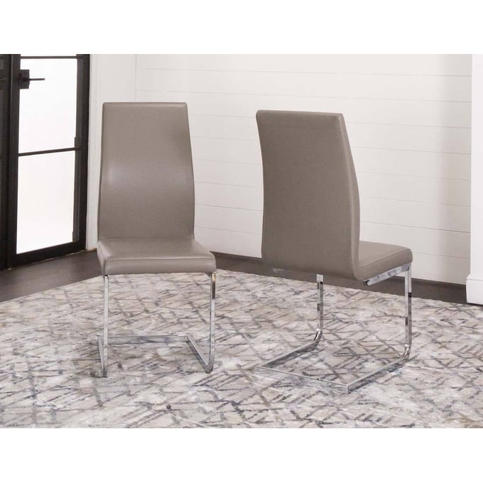 2 Cramco Heka Mushroom Chrome Side Chairs CRM-G5221-18