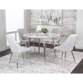 Cramco Idina Light Gray Fabric PU White Faux Marble 5pc Dining Room Set