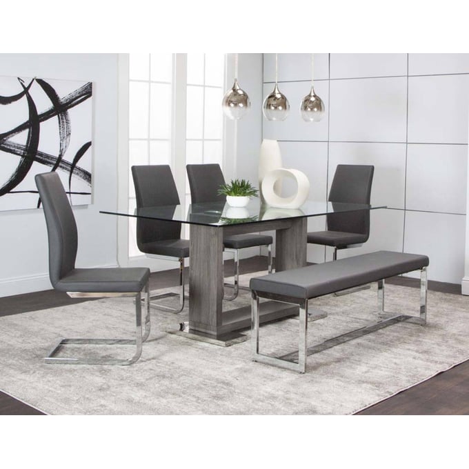 Cramco Palo Heka Charcoal Polyurethane 6pc Dining Room Set CRM-G5544-DR-S2