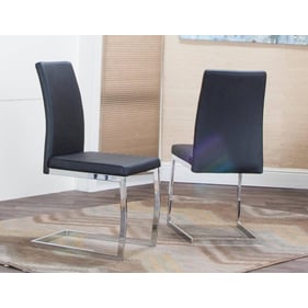 2 Cramco Sarah Black Polyurethane Chrome Breuer Side Chairs