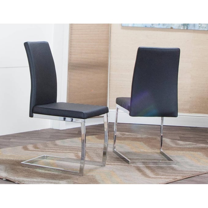 2 Cramco Sarah Black Polyurethane Chrome Breuer Side Chairs CRM-G5655-01