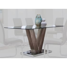 Cramco Veneto Faux Cement Glass Stainless Steel Rectangular Dining Table