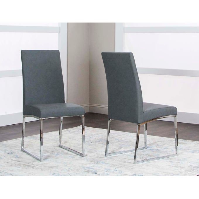 2 Cramco Classic Charcoal Polyurethane Stainless Steel Side Chairs CRM-ND069-09