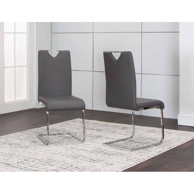 2 Cramco Dana Charcoal Polyurethane Chrome Side Chairs CRM-ND103-01