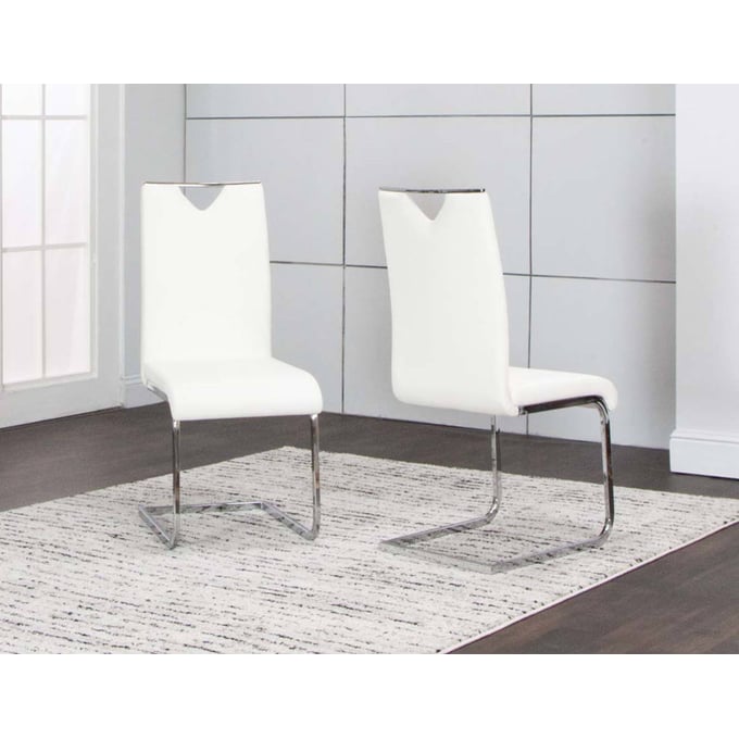 2 Cramco Dana White Polyurethane Chrome Side Chairs CRM-ND103-03