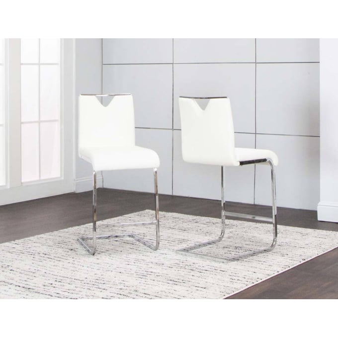 2 Cramco Dana White Polyurethane Chrome 24 Inch Counterstools CRM-ND103-25