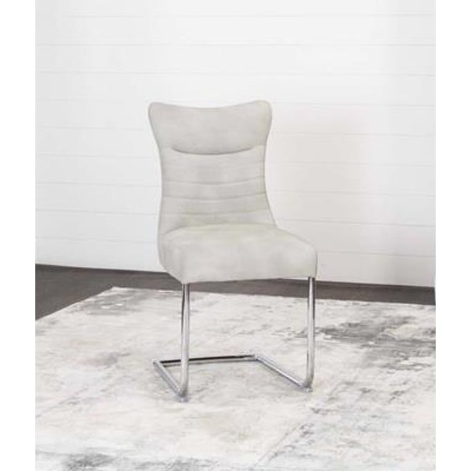 2 Cramco Emma Oyster Fabric Chrome Side Chairs CRM-ND141-07