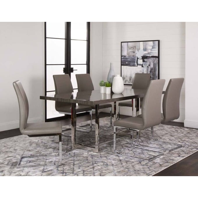 Cramco Heka Charcoal Mushroom 7pc Dining Room Set CRM-SONYA-HEKA-DR-S1