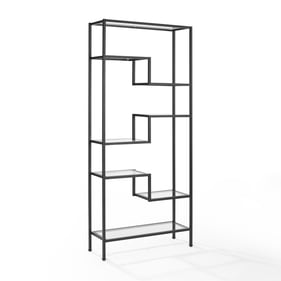 Crosley Sloane Matte Black Etagere Bookcase