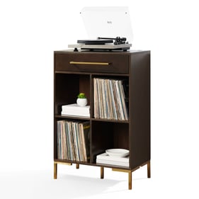 Crosley Juno Dark Brown Record Storage Cube Bookcase