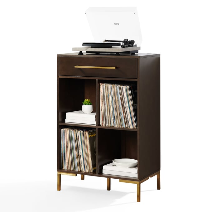 Crosley Juno Dark Brown Record Storage Cube Bookcase CRSL-CF1325-BR