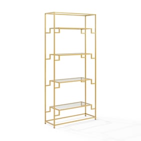 Crosley Celeste Gold Etagere Bookcase