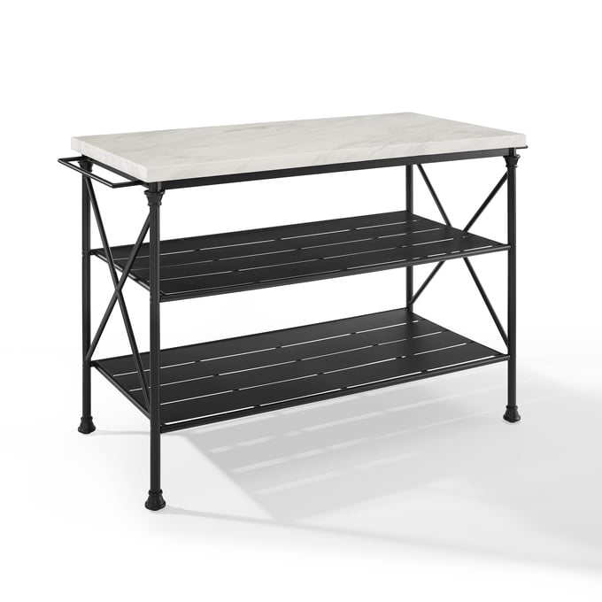 Crosley Madeleine Matte Black White Kitchen Island CRSL-CF3024-MB