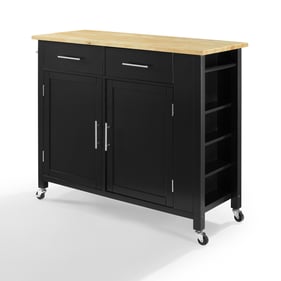 Crosley Savannah Natural Black Kitchen Island Cart